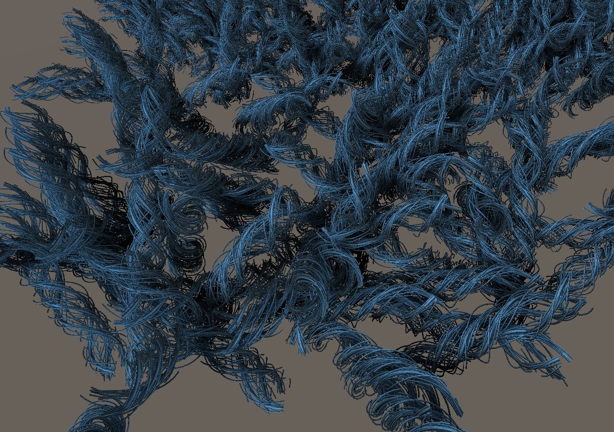 Procedurally generated shaggy carpet fibers rendered in real time