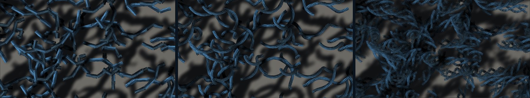 The same yarns at three tessellation levels of detail