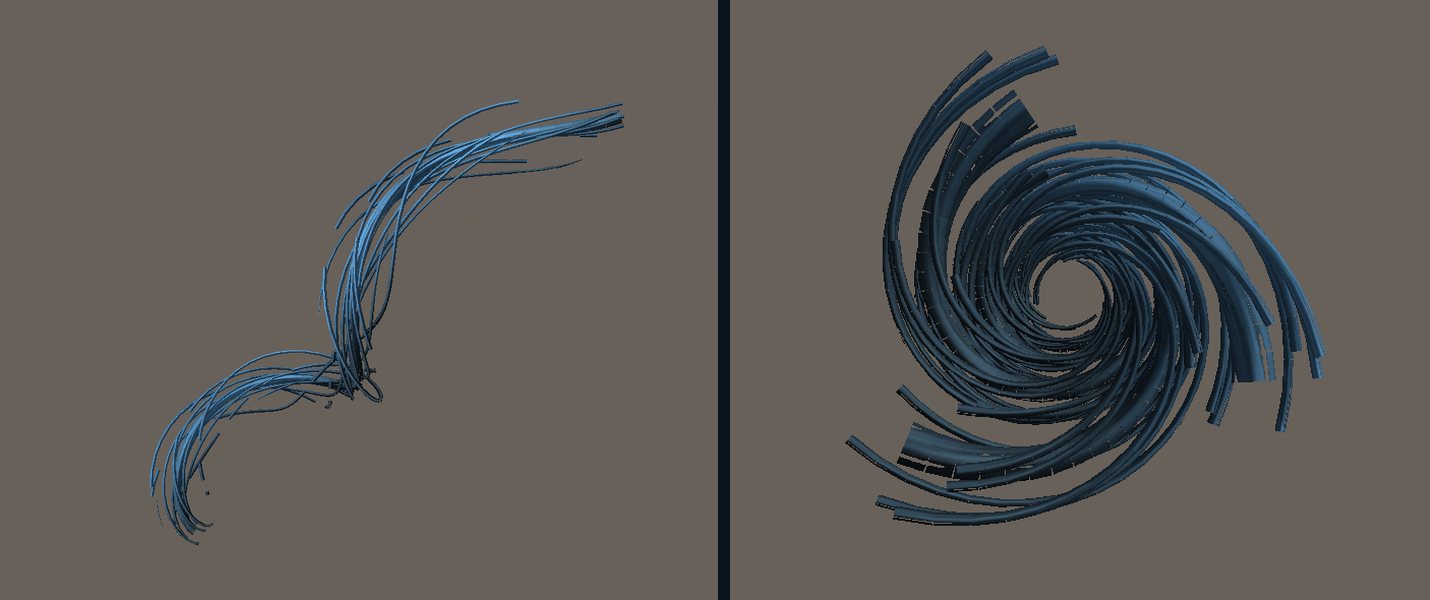 A single ply of fibers and a top view of a yarn made of several plies